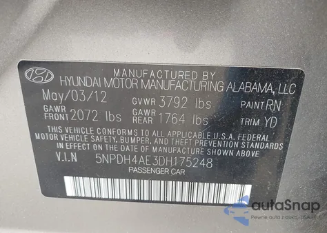 2013 Hyundai Elantra Gls/Limited from USA, damaged, VIN 5NPDH4AE3DH175248